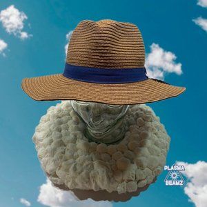 Brown & Navy Panama Hat Paper Straw Hat